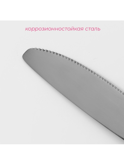 Нож столовый из нержавеющей стали Доляна «Оптима», длина 20.7 см, толщина 2 мм, серебристый