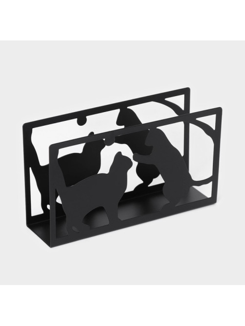 Салфетница Доляна «Кошки», 14×4×8 см, чёрная
