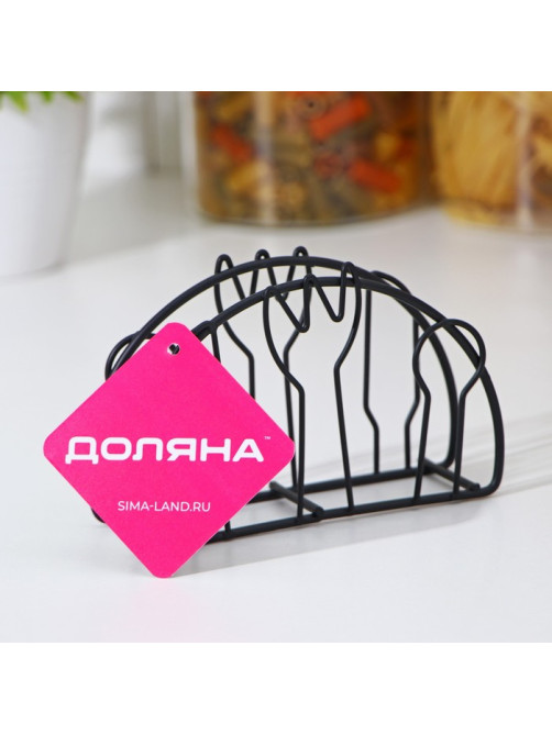 Салфетница Доляна «Столовые приборы»,13×3.5×8 см, чёрная