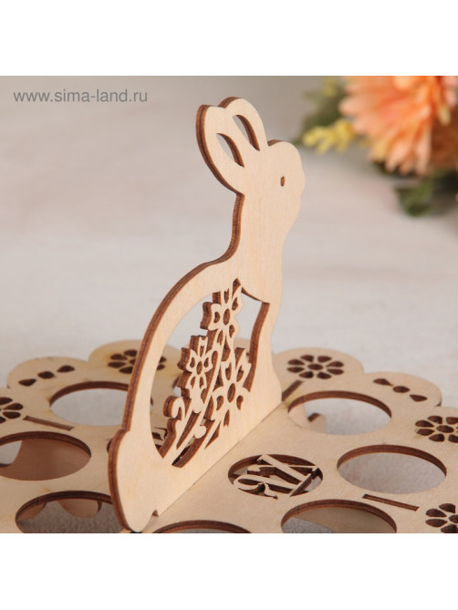 Подставка для яиц пасхальная Доляна «Зайчик», 8 ячеек, 20×16 см, дерево