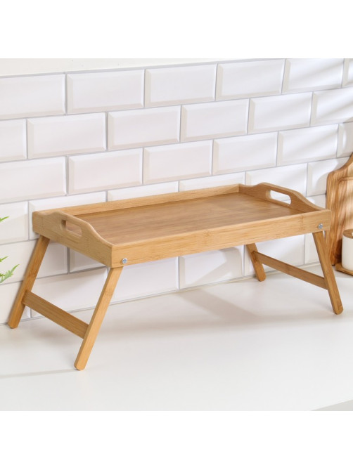 Столик - поднос для завтрака с ручками Дарим Красиво, 50×32×25 см, складной, бамбук, бежевый