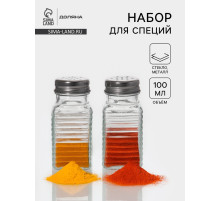 Набор для специй Доляна «Кафе», 2 предмета: солонка, перечница 100 мл, стекло