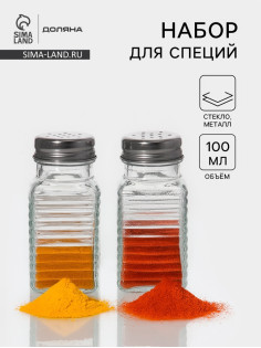 Набор для специй Доляна «Кафе», 2 предмета: солонка, перечница 100 мл, стекло