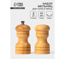 Набор для специй Доляна «Комфорт», 50 мл, 11×10×5 см, 2 предмета: мельница, солонка
