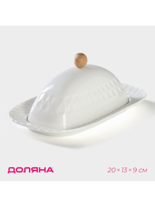 Маслёнка Доляна, 20×13×9 см, фарфор, белая