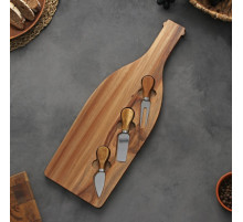 Набор для подачи сыра Magistro Bottle, 3 ножа, 48×17×1.5 см, акация