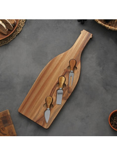 Набор для подачи сыра Magistro Bottle, 3 ножа, 48×17×1.5 см, акация
