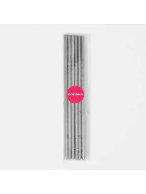 Набор металлических трубочек Straws, 6 шт., 21 см, сталь 304