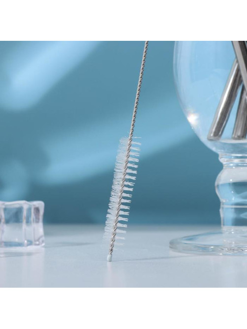 Трубочки для коктейлей Доляна Ice, 21 см, с ёршиком, нержавеющая сталь, 4 шт., форма МИКС