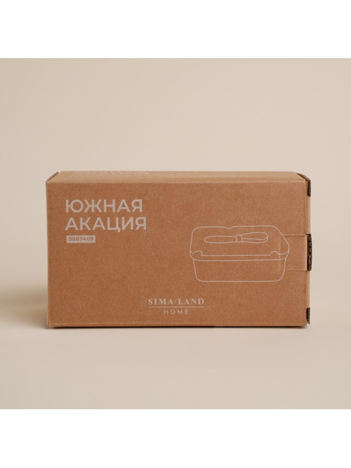 Паштетница с ножом SL Home «Южная акация», фарфор, 2 предмета: паштетница с деревянной крышкой 650 мл, нож 12.3×3 см