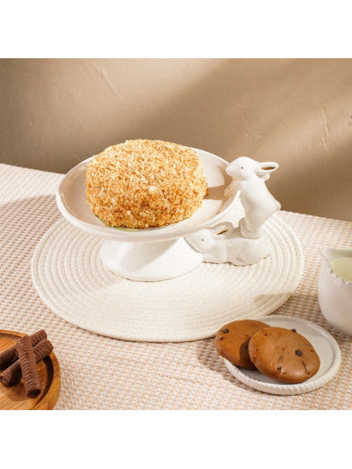 Подставка для торта и пирожных SL Home «Пасхальные кролики», 30.5×25×15.5 см, доломит, белое