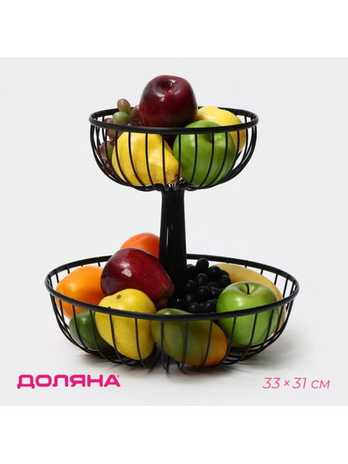 Фруктовница Доляна «Эстетика», 33×33×30.5 см, чёрная