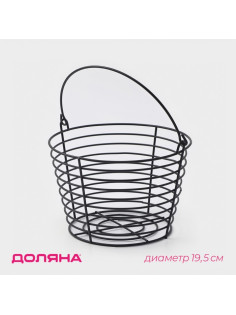 Фруктовница Доляна, 19.5×19.5×13 см, чёрная