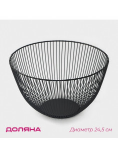 Фруктовница Доляна, 24.5×24.5×14 см, чёрная