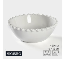 Салатник Magistro «Лакомка», 450 мл, d=15 см, фарфор, белый
