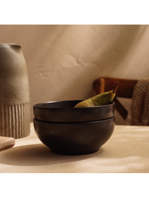 Салатники SL Home «Дарк», 1.2 л, d=18.5 см, набор 2 шт., фарфор, чёрные