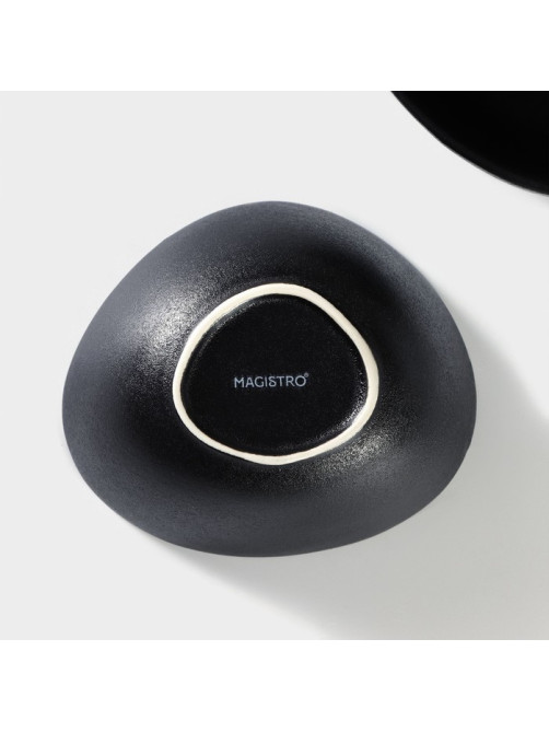 Салатники Magistro Carbon, набор 2 шт., 300 мл, 12×10.5 см, фарфор, чёрный