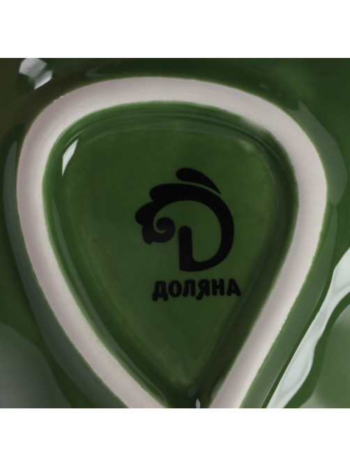 Менажница 2 ячейки Доляна «Лист», 21.8×6.9 см, доломит, зелёная