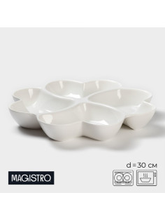 Менажница Magistro «Сердца Бланш», d=30 см, 4 ячейки, фарфор, белая