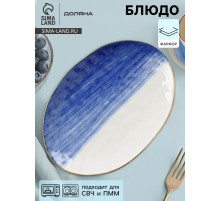 Блюдо Доляна «Космос», 30.8×21.7×3.3 см, фарфор, белое, синий