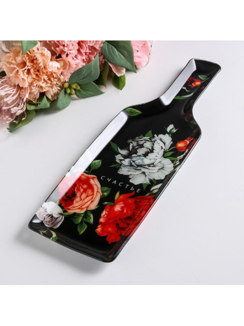 Блюдо сервировочное «Счастье», в форме бутылки, 11.3×34.5 см