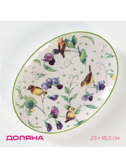 Блюдо для подачи Доляна «Зелёный сад», 25×18.5 см, фарфор, белое
