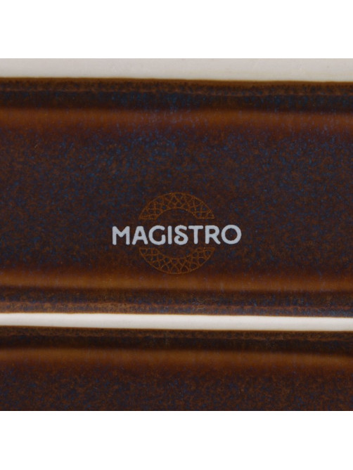 Блюдо Magistro Garland, 18×9.8×2.5 см, овальное, фарфор, синее, коричневое