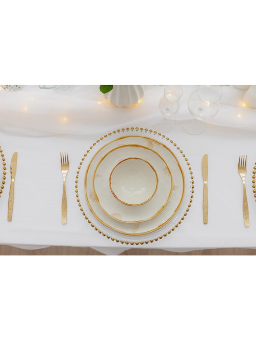 Тарелка Доляна Organic Gold, d=27.5 см, фарфор, белая