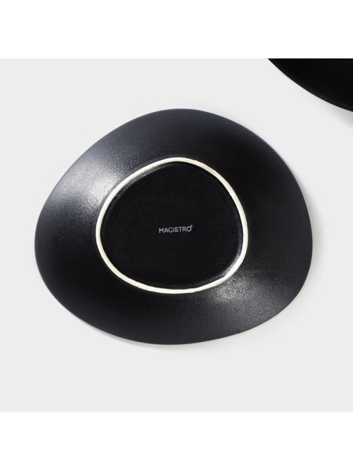 Тарелки глубокие Magistro Carbon, 17.5×15 см, набор 2 шт., фарфор, чёрные
