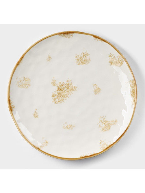 Тарелка Доляна Organic Gold, d=27.5 см, фарфор, белая