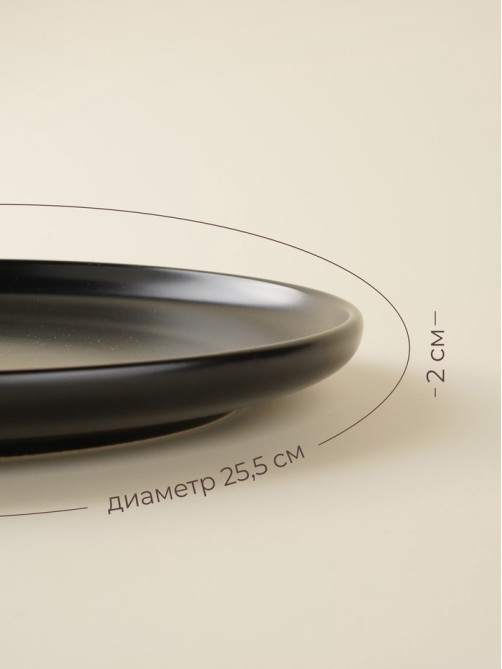 Тарелки SL Home «Дарк», d=25.5 см, фарфор, чёрные
