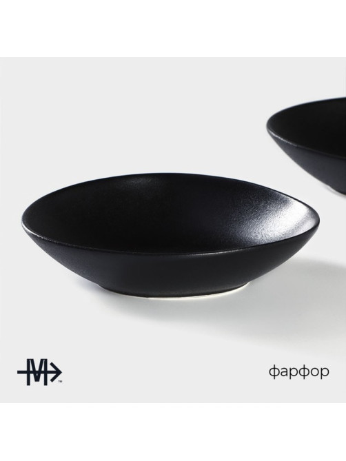 Тарелки глубокие Magistro Carbon, 17.5×15 см, набор 2 шт., фарфор, чёрные