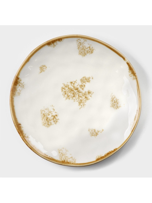 Тарелка Доляна Organic Gold, d=18 см, фарфор, белая