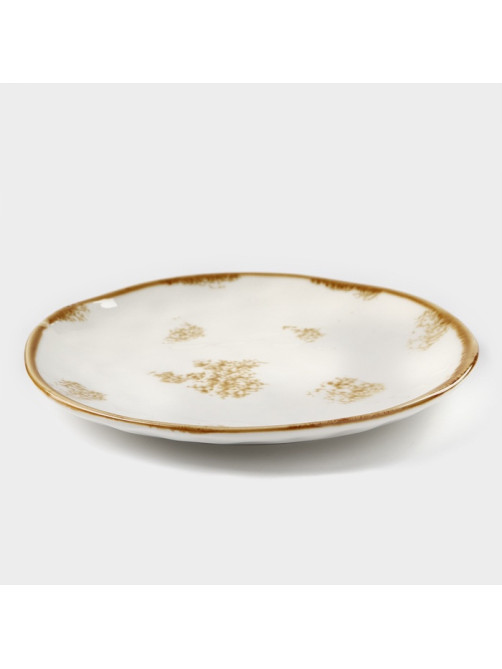 Тарелка Доляна Organic Gold, d=18 см, фарфор, белая