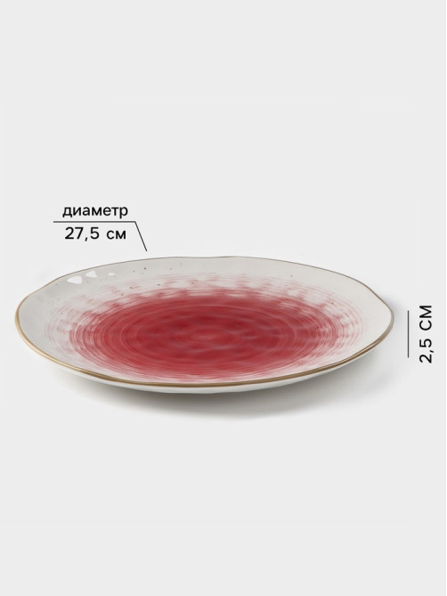 Тарелка Доляна «Космос», d=27.5 см, фарфор, белая, красная
