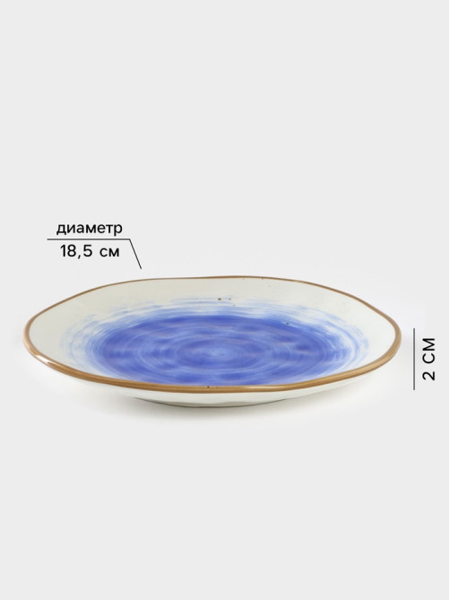 Тарелка Доляна «Космос», d=18.5 см, фарфор, белая, синяя