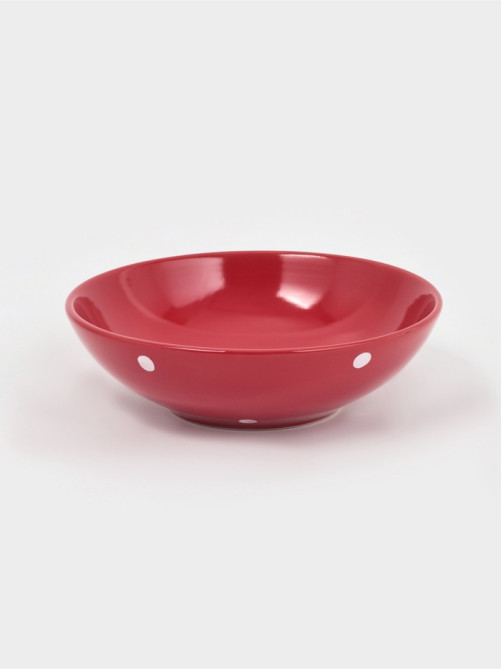 Тарелка глубокая Доляна «Красный горох», 700 мл, d=18 см, керамика, красная