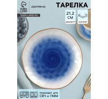Тарелка Доляна «Космос», d=21.2 см, фарфор, белая, синяя