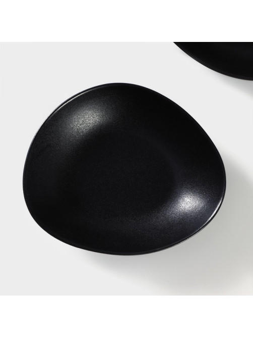 Тарелки глубокие Magistro Carbon, 17.5×15 см, набор 2 шт., фарфор, чёрные