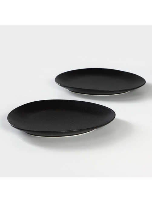 Тарелки Magistro Carbon, 26×23 см, набор 2 шт., фарфор, чёрные