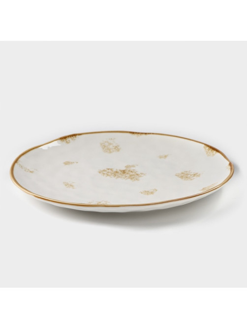 Тарелка Доляна Organic Gold, d=27.5 см, фарфор, белая
