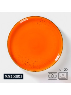 Тарелка Magistro «Церера», d=20 см, фарфор, оранжевая