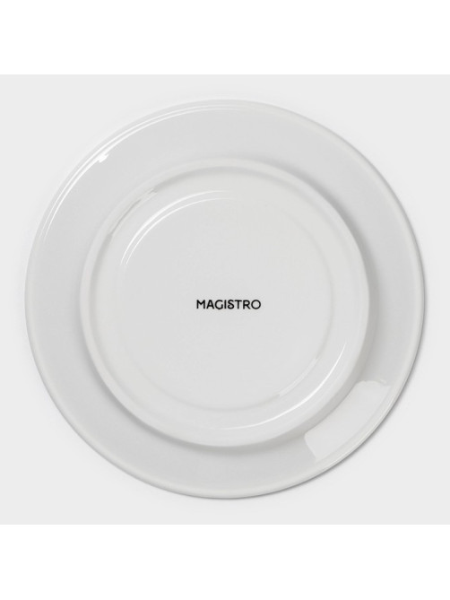 Бульонница фарфоровая Magistro «Бланш», 2 предмета: бульонница 450 мл, блюдце d=15.7 см, белое