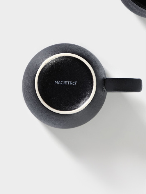 Кружки Magistro Carbon, набор 2 шт., 380 мл, фарфор, чёрная