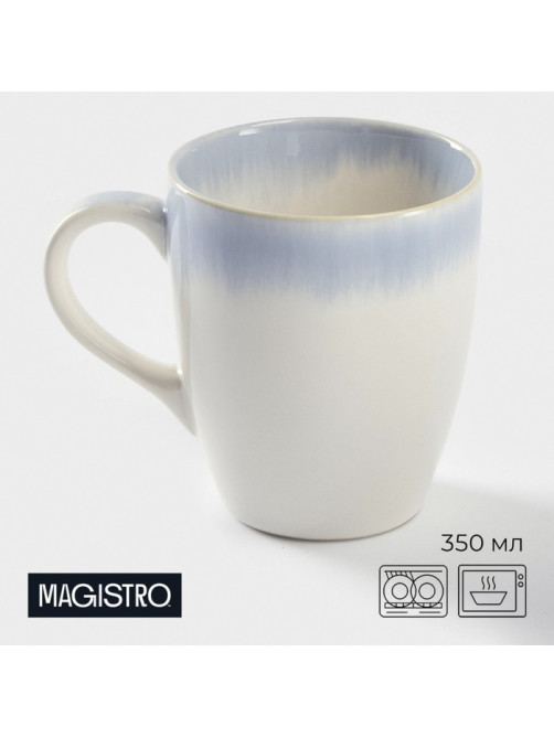 Кружка Magistro «Пэвэти», 350 мл, фарфор, белая, голубая