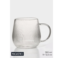 Кружка Magistro «Грани», 380 мл, 9×12.5 см, боросиликатное стекло, прозрачная