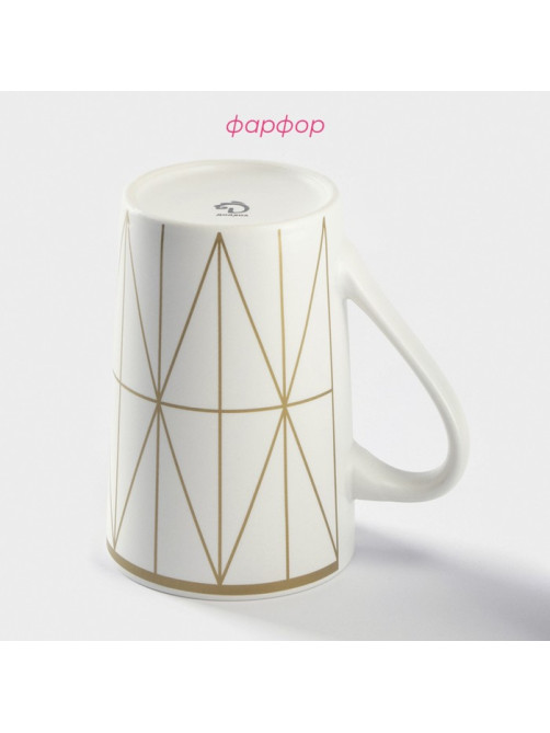 Кружка Доляна White style, 380 мл, фарфор, белая