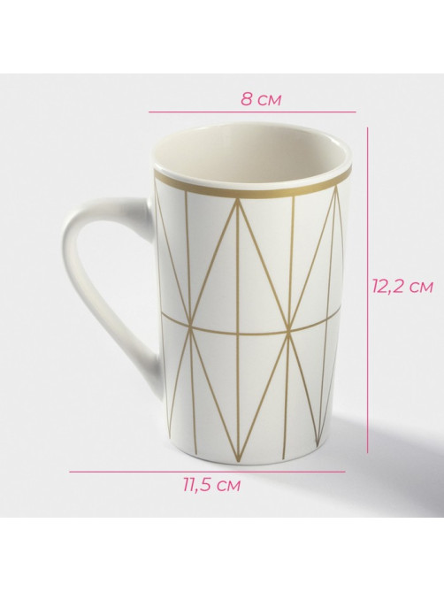 Кружка Доляна White style, 380 мл, фарфор, белая