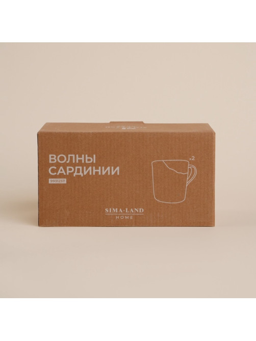 Набор кружек SL Home «Волны Сардинии», 400 мл, фарфор, 2 шт., бежевый
