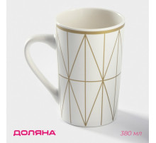 Кружка Доляна White style, 380 мл, фарфор, белая
